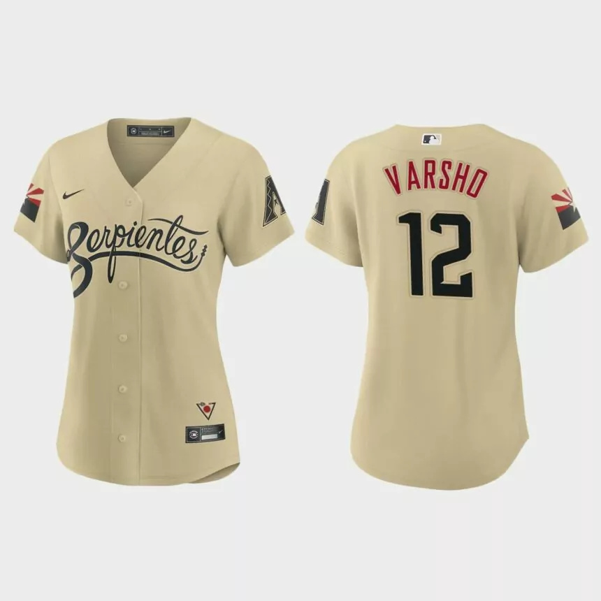 Women Arizona Diamondbacks Daulton Varsho Gold 2021 City Connect Replica Jersey.jpg