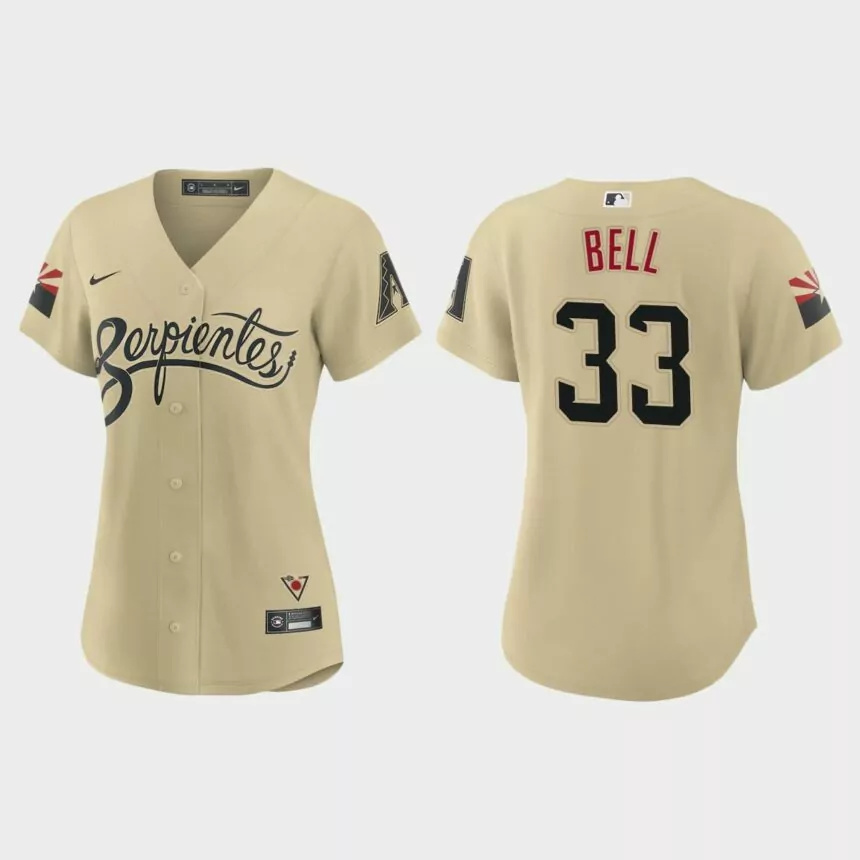Women Arizona Diamondbacks Jay Bell Gold 2021 City Connect Replica Jersey.jpg