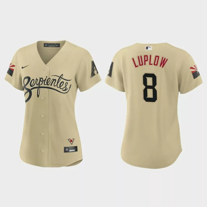 Women Arizona Diamondbacks Jordan Luplow Gold City Connect Replica Jersey.jpg