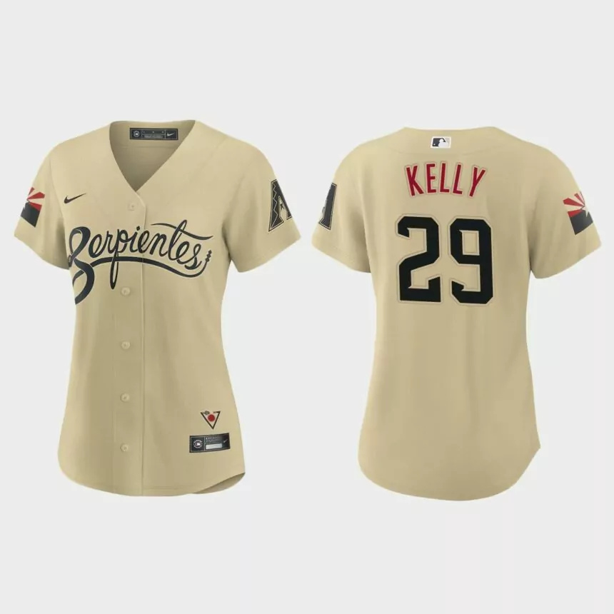 Women Arizona Diamondbacks Merrill Kelly Gold City Connect Replica Jersey.jpg