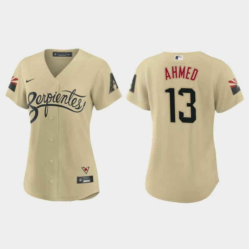 Women Arizona Diamondbacks Nick Ahmed Gold 2021 City Connect Replica Jersey.jpg