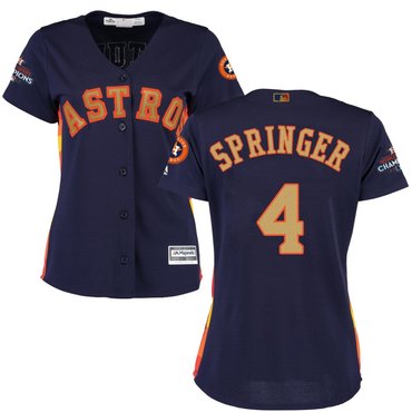 Women Astros 4 George Springer Navy Women 2017 World Series Champions Cool Base Jersey
