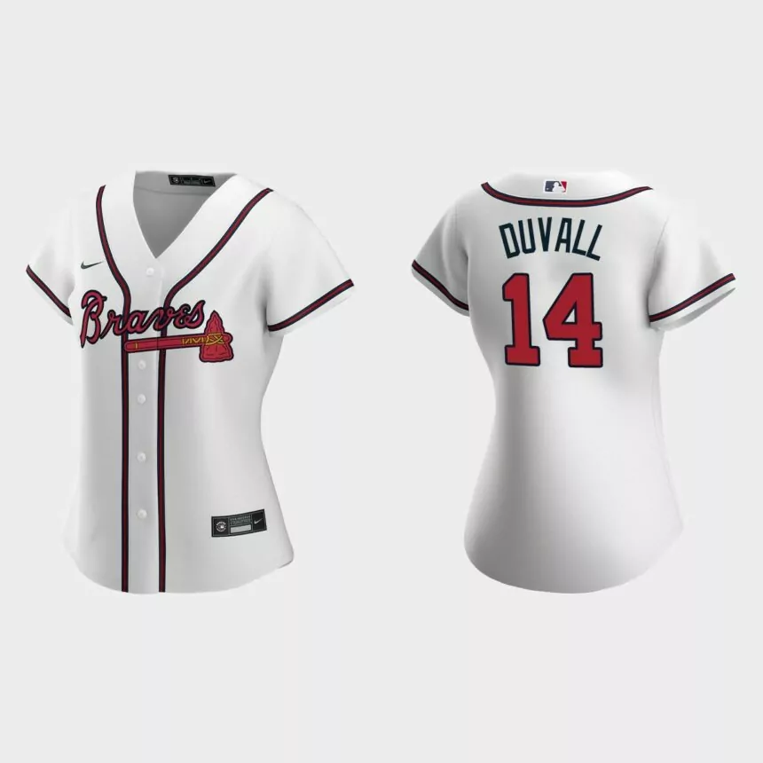 Women Atlanta Braves Adam Duvall White Replica Jersey