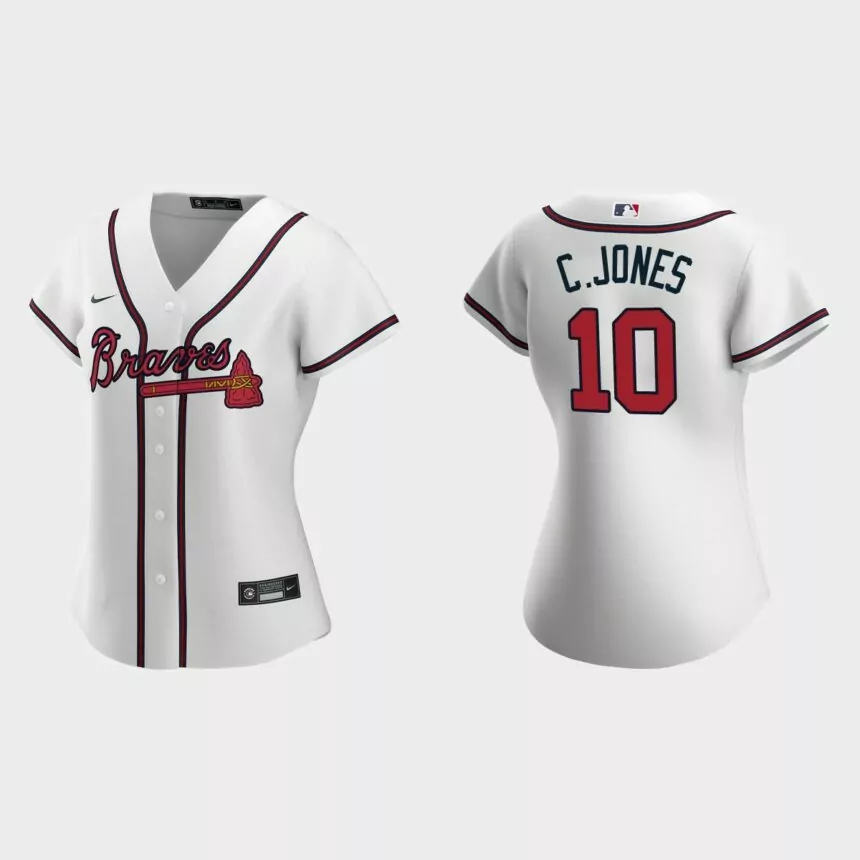 Women Atlanta Braves Chipper Jones White Replica Jersey