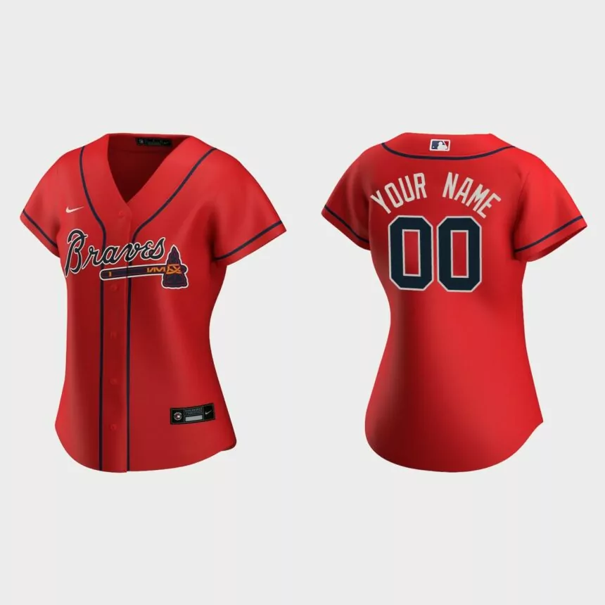 Women Atlanta Braves Custom Red Replica Jersey