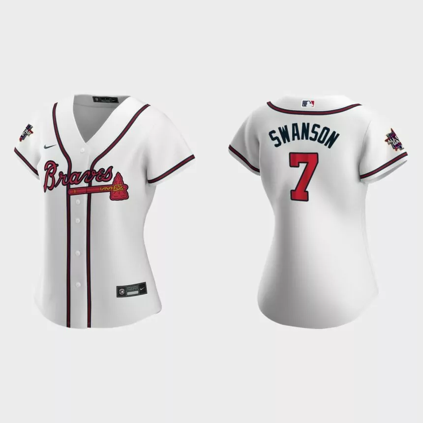 Women Atlanta Braves Dansby Swanson White 2021 MLB All-Star Game Replica Jersey