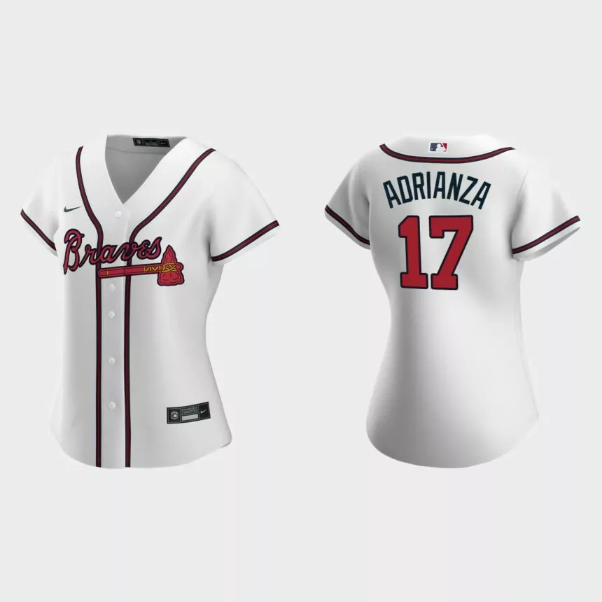 Women Atlanta Braves Ehire Adrianza White Replica Jersey