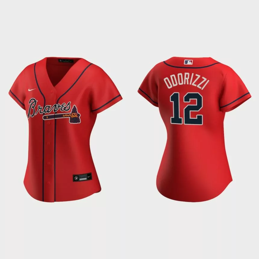 Women Atlanta Braves Jake Odorizzi Red Replica Jersey
