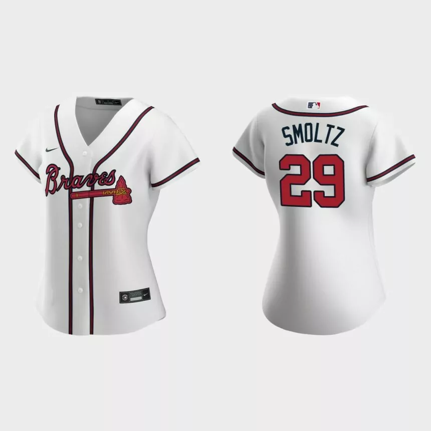 Women Atlanta Braves John Smoltz White Replica Jersey