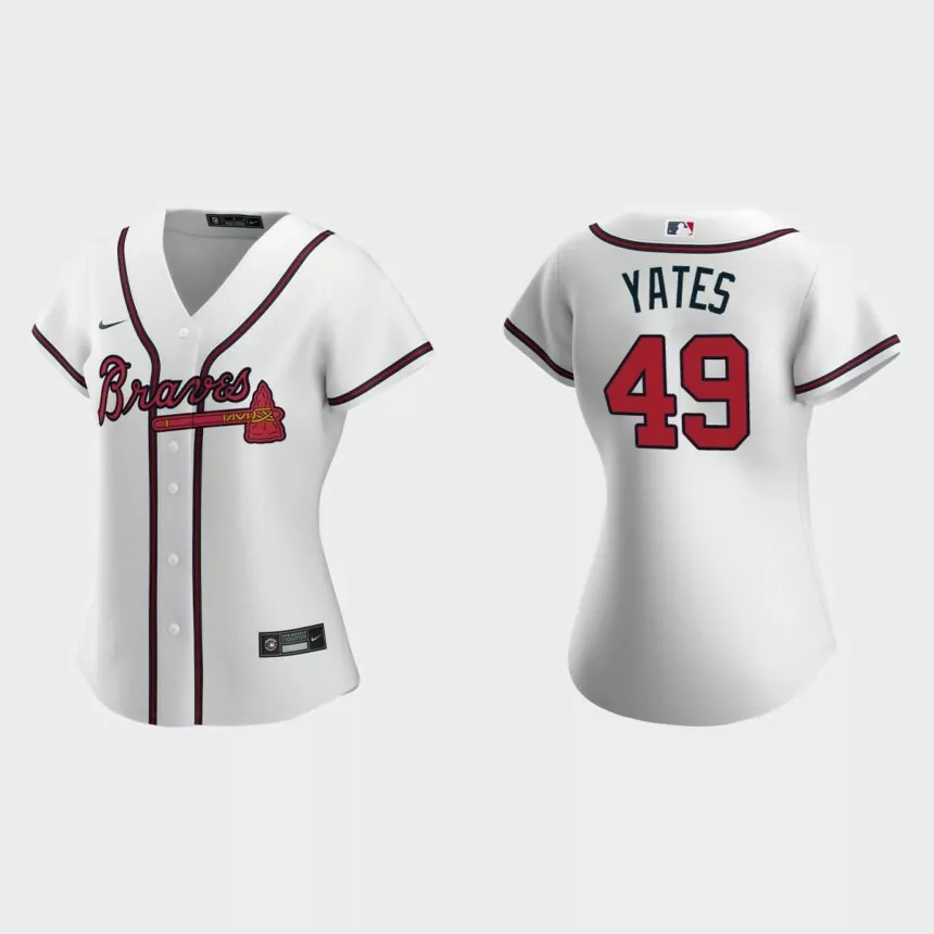Women Atlanta Braves Kirby Yates White Replica Jersey