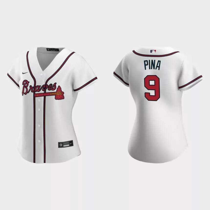 Women Atlanta Braves Manny Pina White Replica Jersey