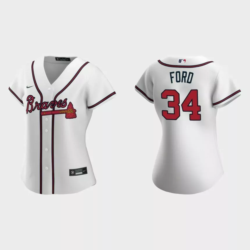 Women Atlanta Braves Mike Ford White Replica Jersey
