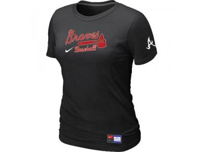 Women Atlanta Braves NEW Black Short Sleeve Practice T-Shirt