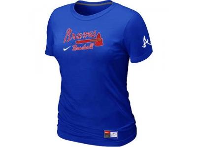 Women Atlanta Braves NEW Blue Short Sleeve Practice T-Shirt