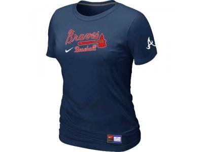 Women Atlanta Braves NEW D.Blue Short Sleeve Practice T-Shirt