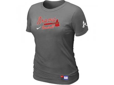Women Atlanta Braves NEW D.Grey Short Sleeve Practice T-Shirt