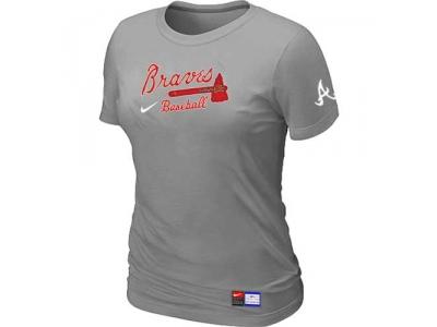Women Atlanta Braves NEW L.Grey Short Sleeve Practice T-Shirt