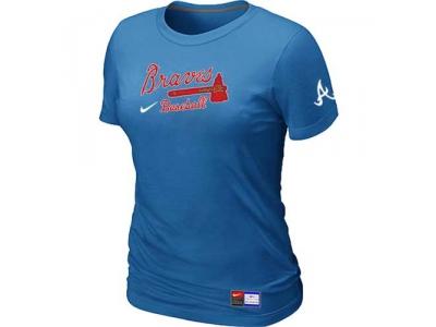 Women Atlanta Braves NEW L.blue Short Sleeve Practice T-Shirt