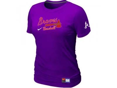 Women Atlanta Braves NEW Purple Short Sleeve Practice T-Shirt