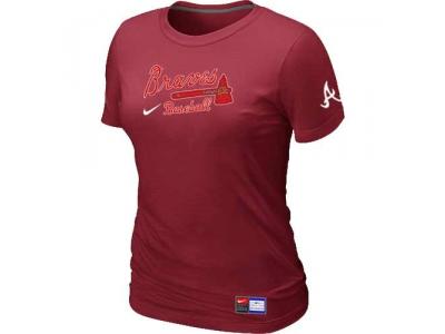 Women Atlanta Braves NEW Red Short Sleeve Practice T-Shirt