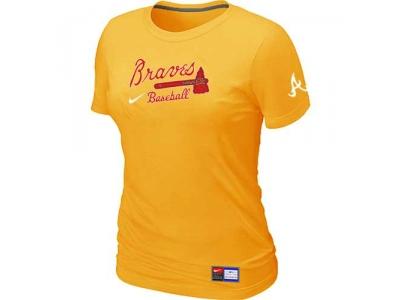 Women Atlanta Braves NEW Yellow Short Sleeve Practice T-Shirt