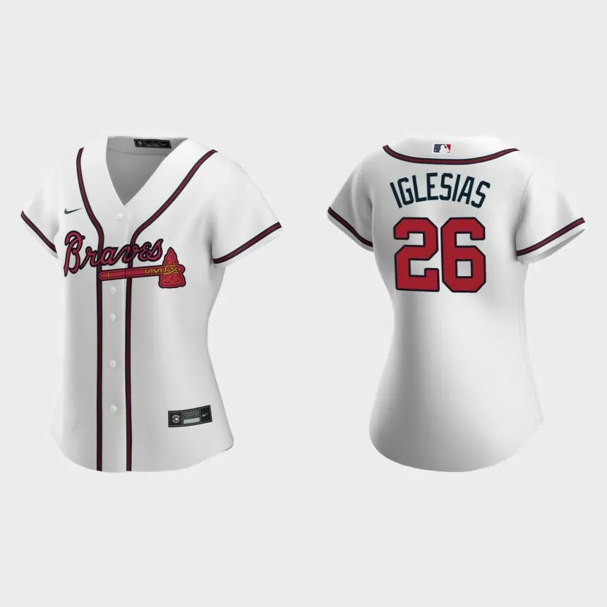 Women Atlanta Braves Raisel Iglesias White Replica Jersey