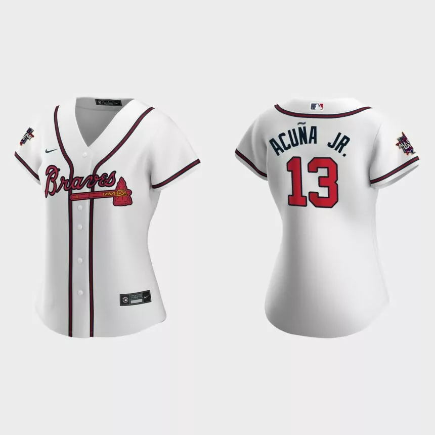 Women Atlanta Braves Ronald Acuna Jr. White 2021 MLB All-Star Game Replica Jersey