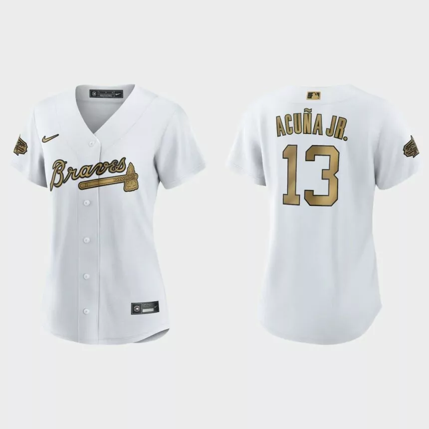 Women Atlanta Braves Ronald Acuna Jr. White 2022 MLB All-Star Game Replica Jersey