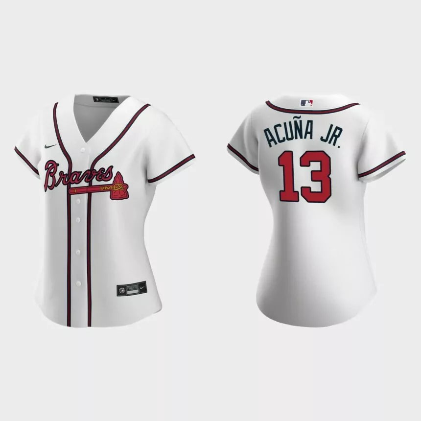 Women Atlanta Braves Ronald Acuna Jr. White Replica Jersey