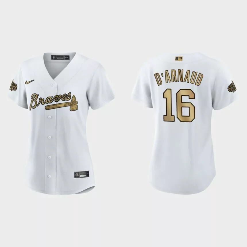 Women Atlanta Braves Travis d’Arnaud White 2022 MLB All-Star Game Replica Jersey