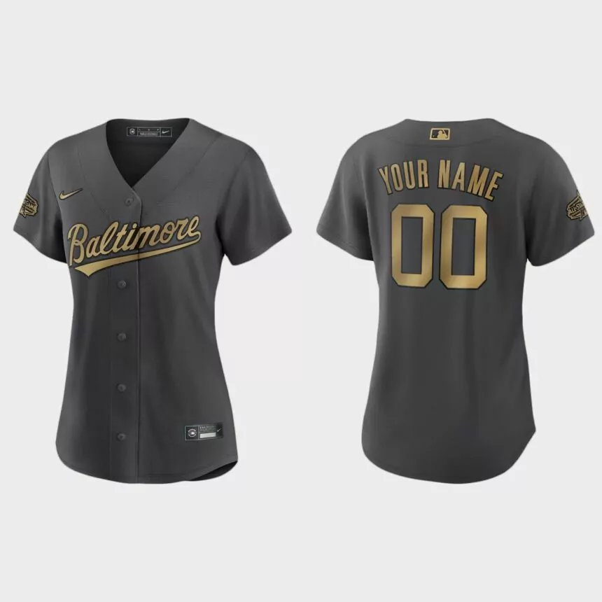 Women Baltimore Orioles Custom Charcoal 2022 MLB All-Star Game Replica Jersey