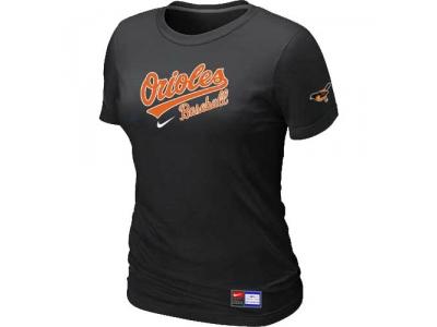 Women Baltimore Orioles NEW Black Short Sleeve Practice T-Shirt