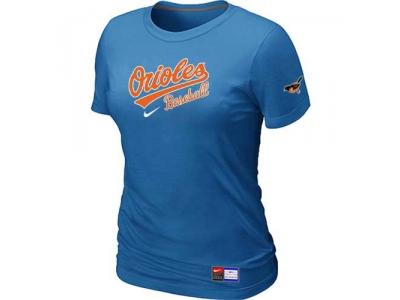 Women Baltimore Orioles NEW L.blue Short Sleeve Practice T-Shirt