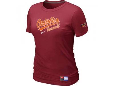 Women Baltimore Orioles NEW Red Short Sleeve Practice T-Shirt