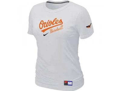 Women Baltimore Orioles NEW White Short Sleeve Practice T-Shirt