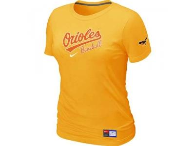 Women Baltimore Orioles NEW Yellow Short Sleeve Practice T-Shirt