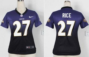 Women Baltimore Ravens #27 Ray Rice Purple-Black Drift Fashion II NFL Jerseys