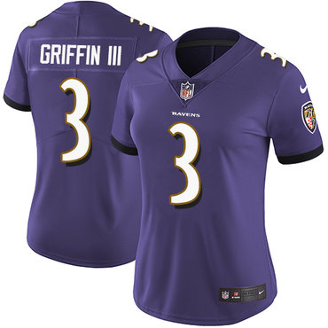 Women Baltimore Ravens #3 Robert Griffin III Vapor Untouchable Limited Purple Jersey