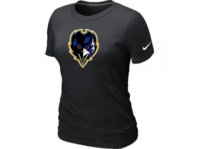 Women Baltimore Ravens Tean Logo Black T-Shirt