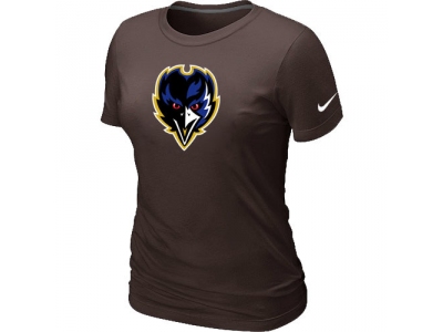 Women Baltimore Ravens Tean Logo Brown T-Shirt