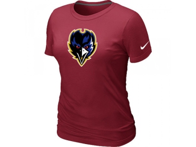 Women Baltimore Ravens Tean Logo Red T-Shirt