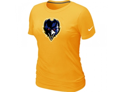 Women Baltimore Ravens Tean Logo Yellow T-Shirt