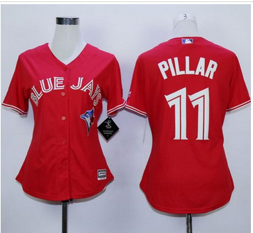 Women Blue Jays #11 Kevin Pillar Red Canada Day Stitched MLB Jersey