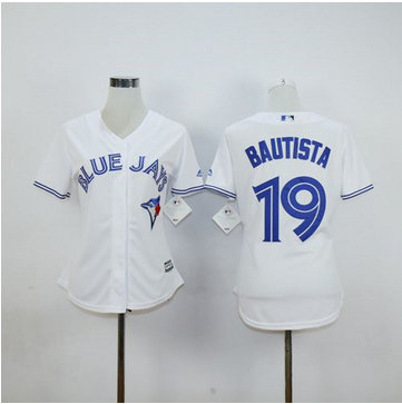 Women Blue Jays #19 Jose Bautista White Fashion Stitched MLB Jersey