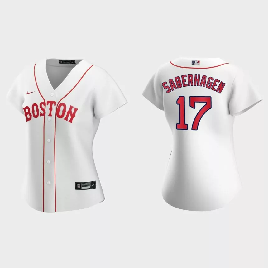 Women Boston Red Sox Bret Saberhagen White 2021 Patriots’ Day Replica Jersey