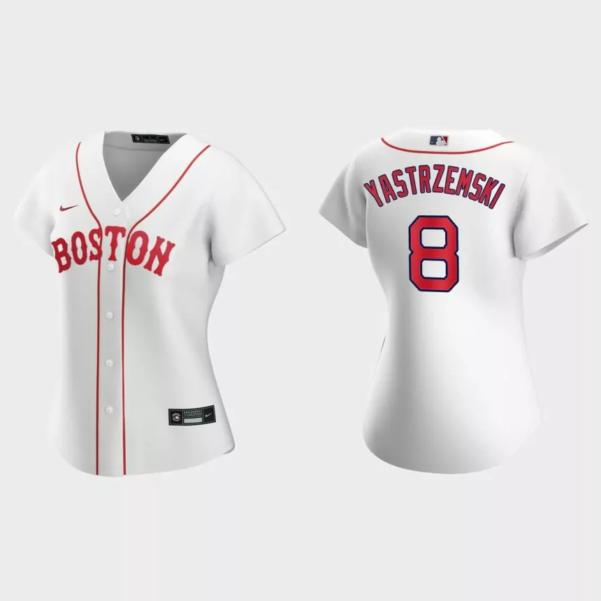 Women Boston Red Sox Carl Yastrzemski White 2021 Patriots’ Day Replica Jersey
