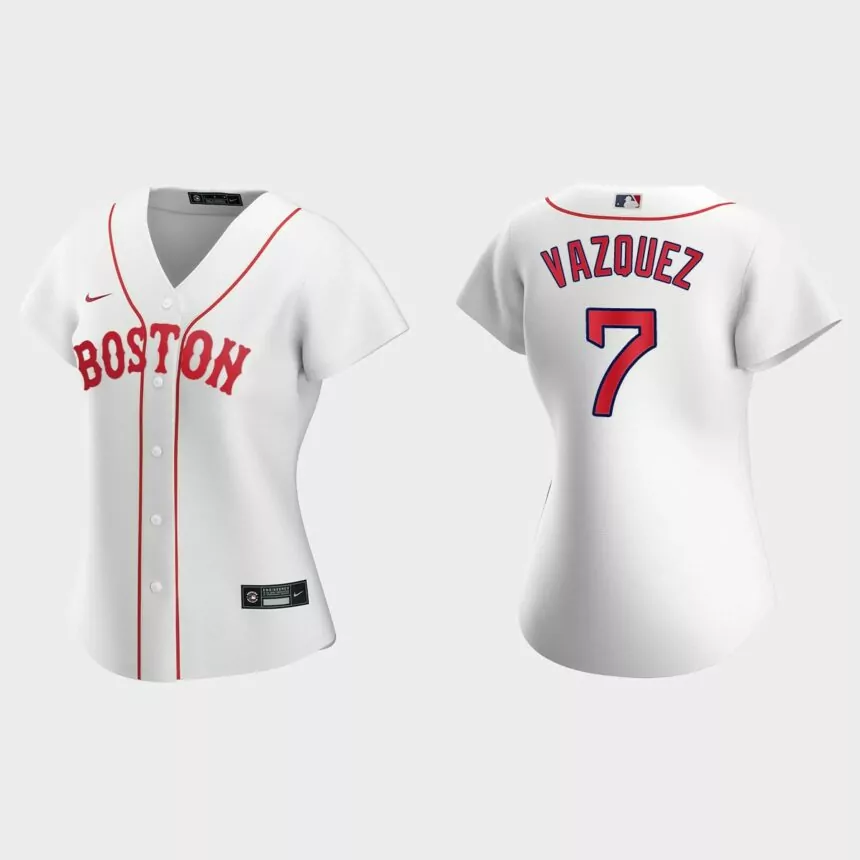 Women Boston Red Sox Christian Vazquez White 2021 Patriots’ Day Replica Jersey