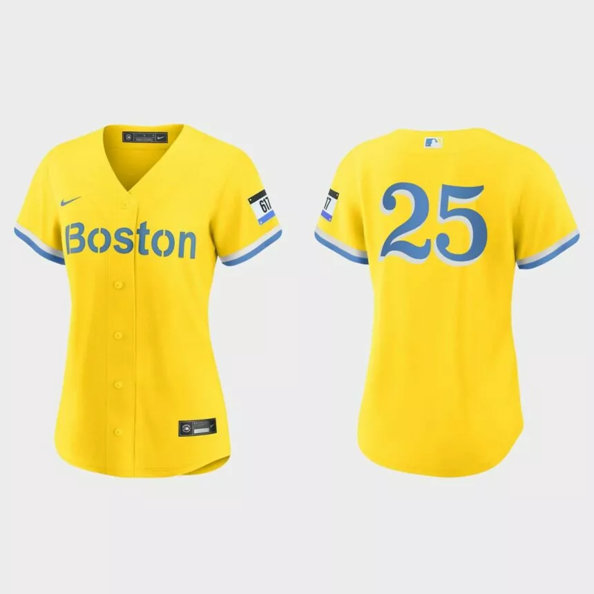 Women Boston Red Sox Don Baylor Gold Light Blue 2021 City Connect Replica Jersey