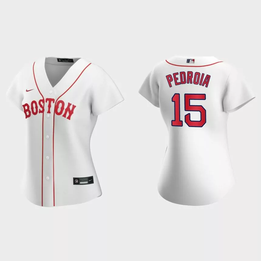 Women Boston Red Sox Dustin Pedroia White 2021 Patriots’ Day Replica Jersey