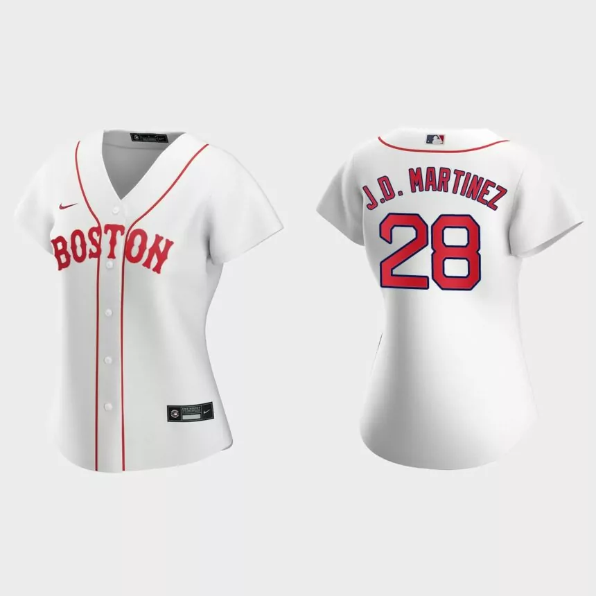 Women Boston Red Sox J.D. Martinez White 2021 Patriots’ Day Replica Jersey